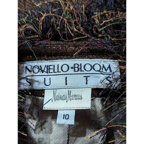 Noviello Bloom Women's Brown Fringed Trim Fluffy Embellished Skirt Suit Size 10 - Picture 7 of 7